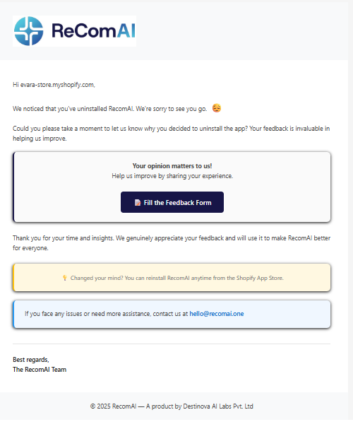 The email contains...