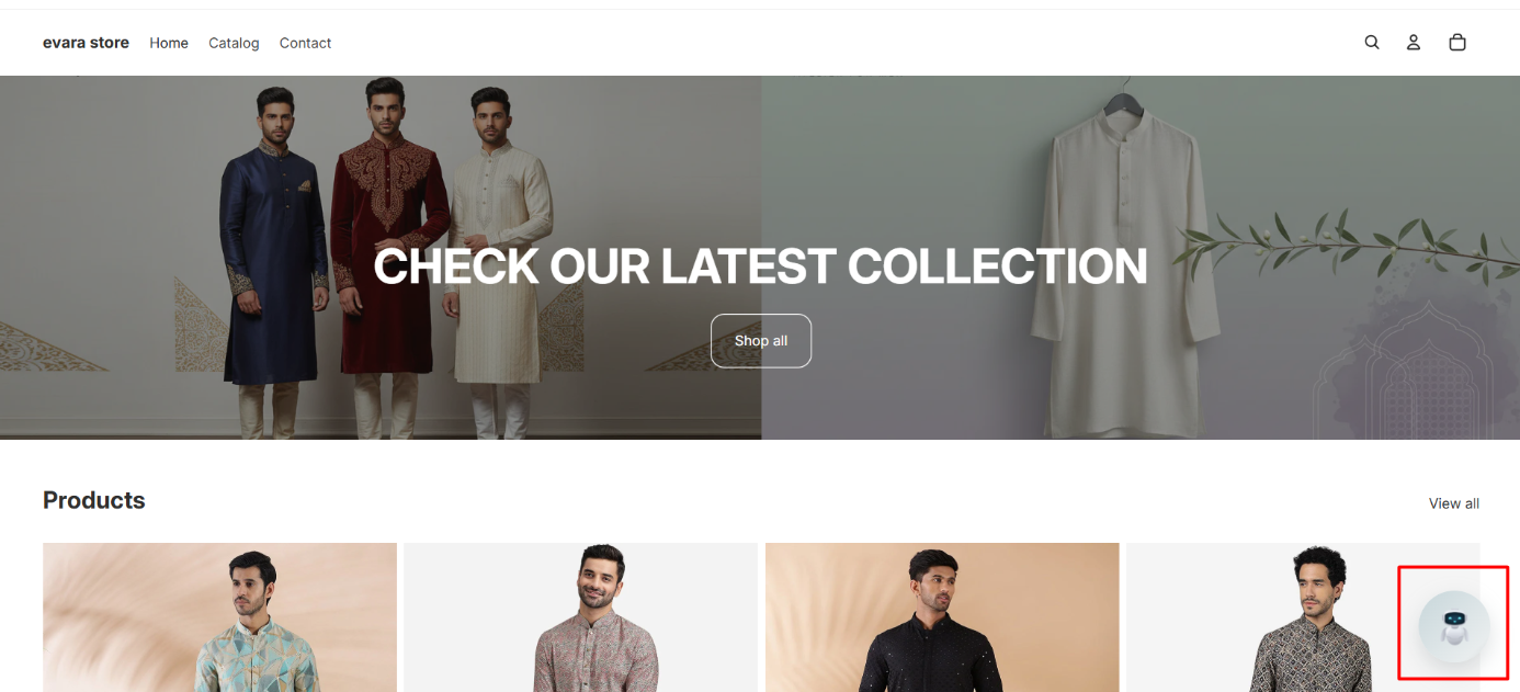 Your ReComAI chatbot will instantly appear on your live store...