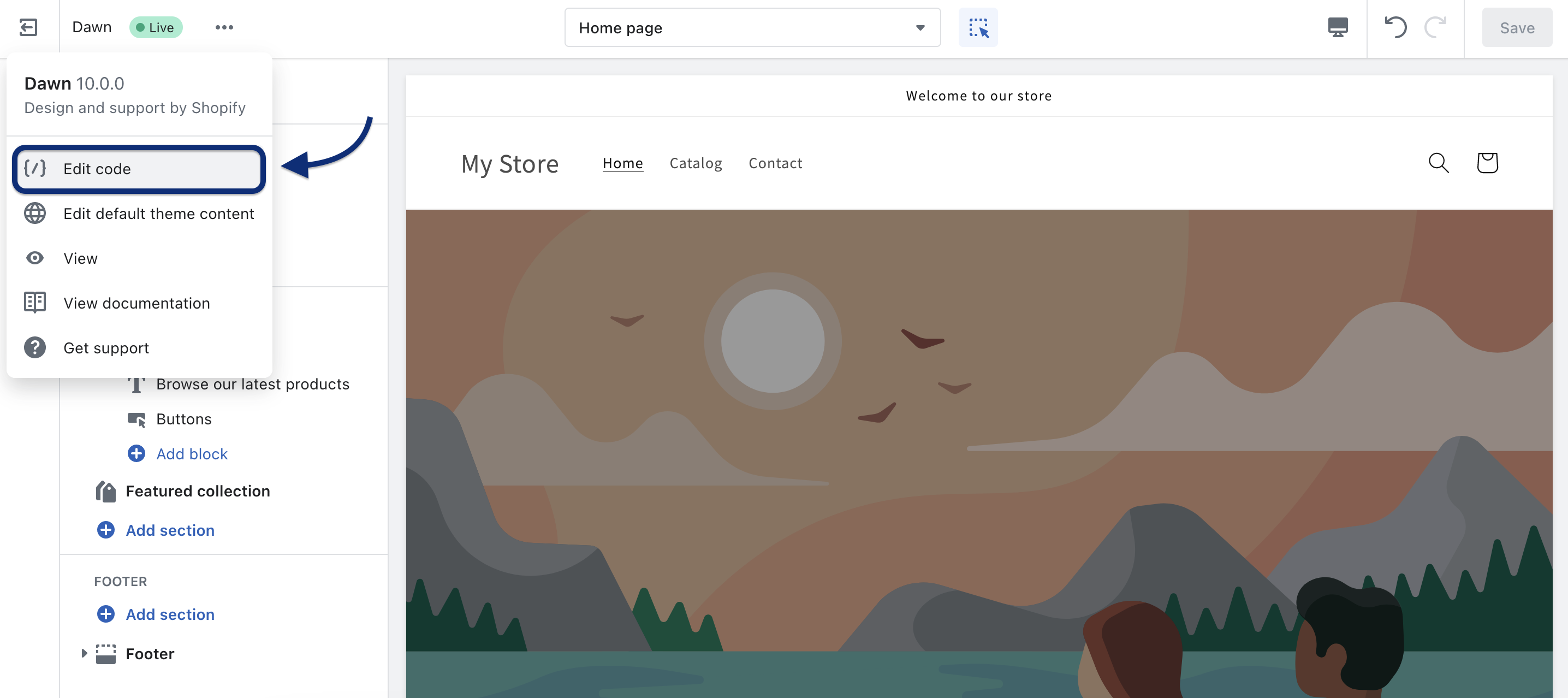 Click the three-dot menu beside your active theme’s name. This...