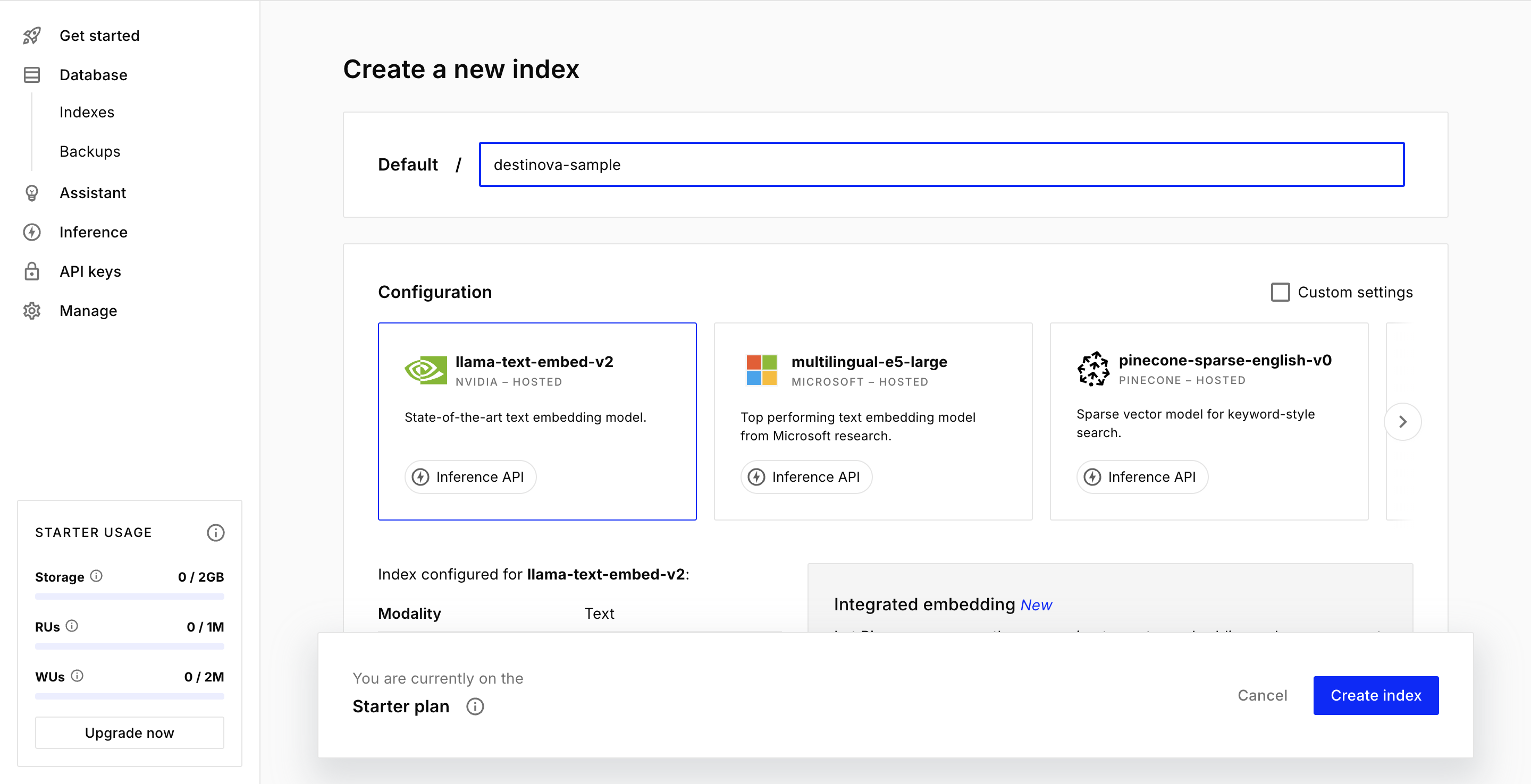 Click "Create Index"