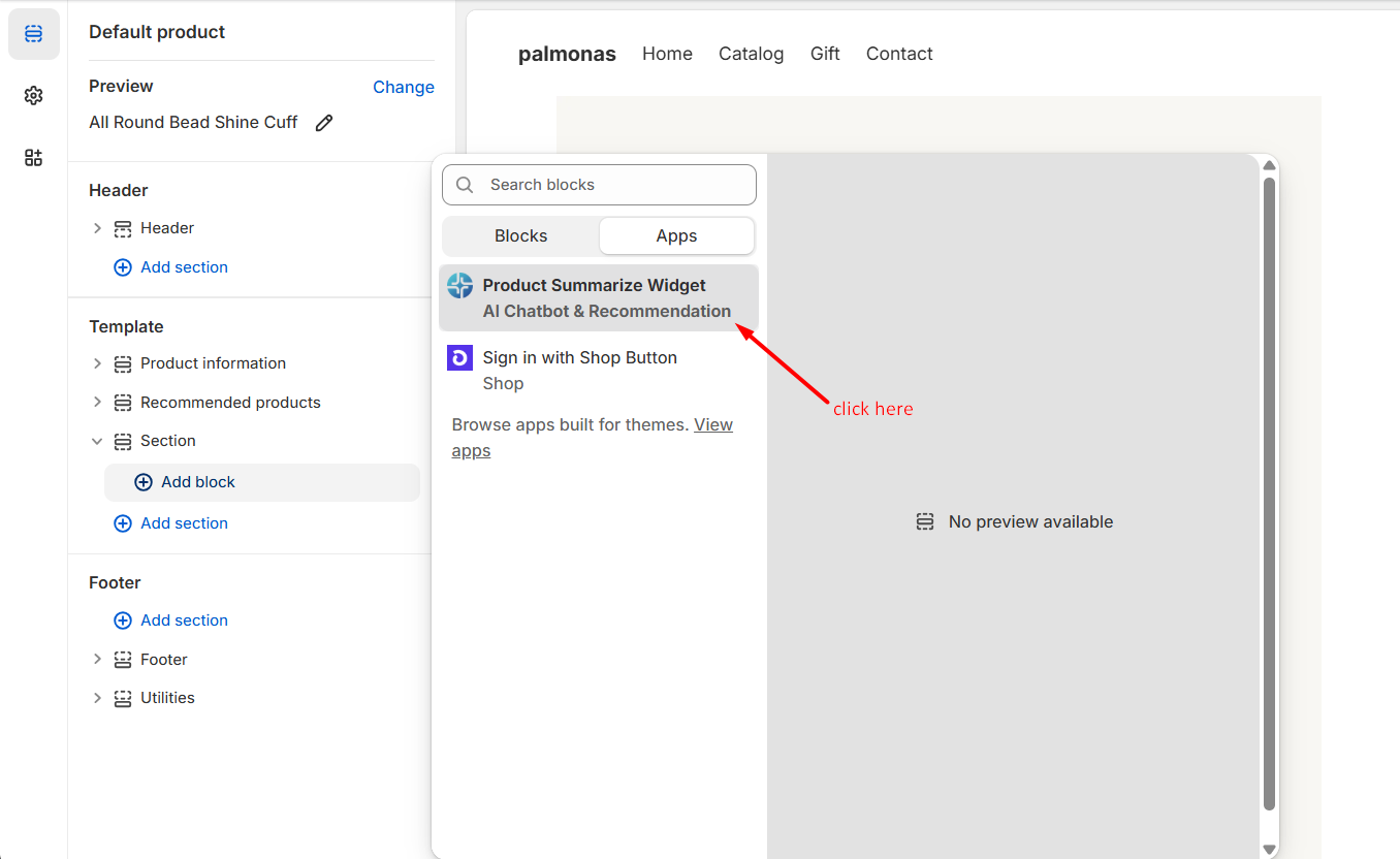 Select Product Summarize Widget