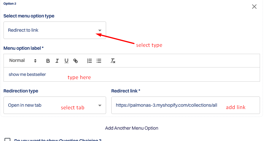 Option 2: Redirect to Link