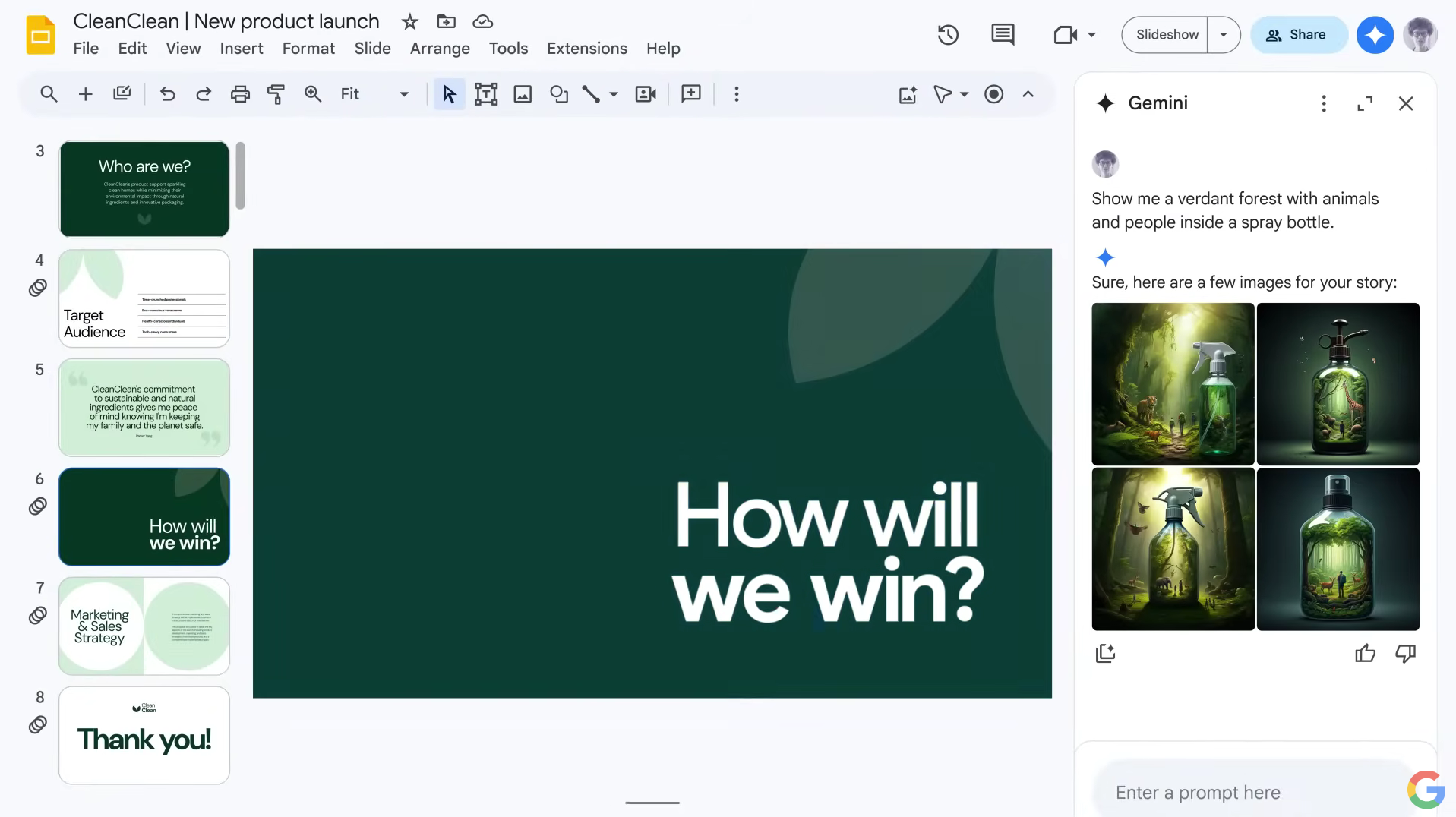 AI presentation automation and Google Slides content creation using Gemini for quick pitch decks