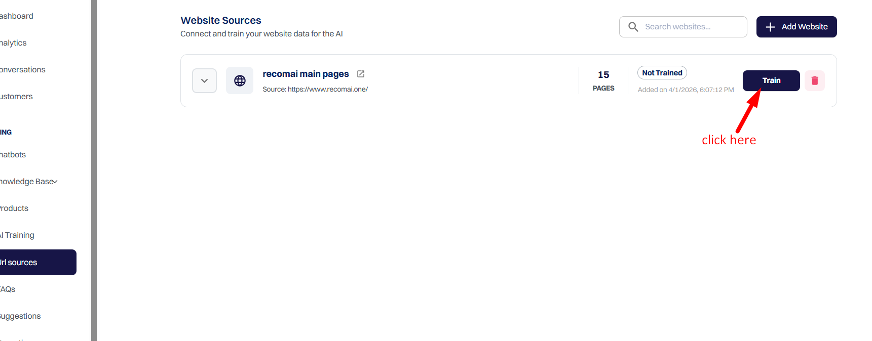 Train the Imported Pages