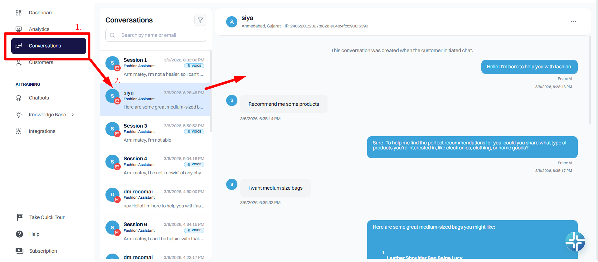 To view and manage chats