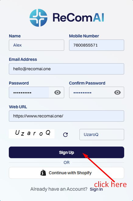 Add your website URL