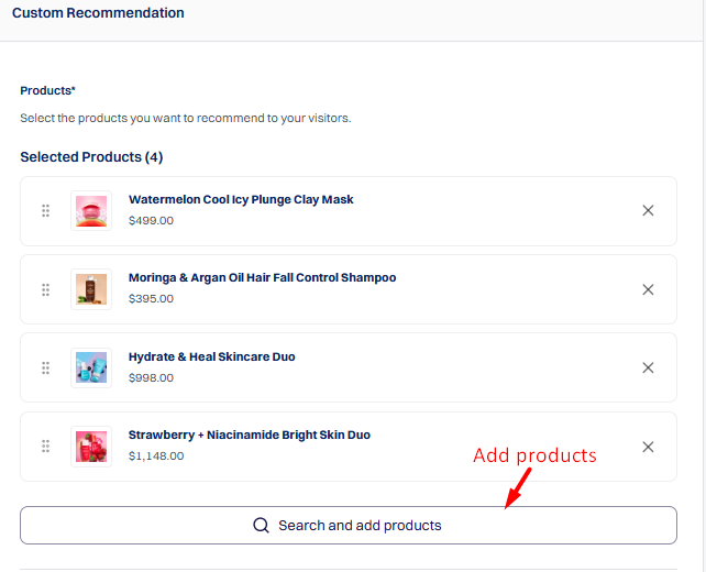 Select products using...