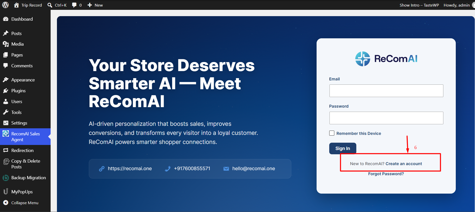 Create ReComAI Account or Log In