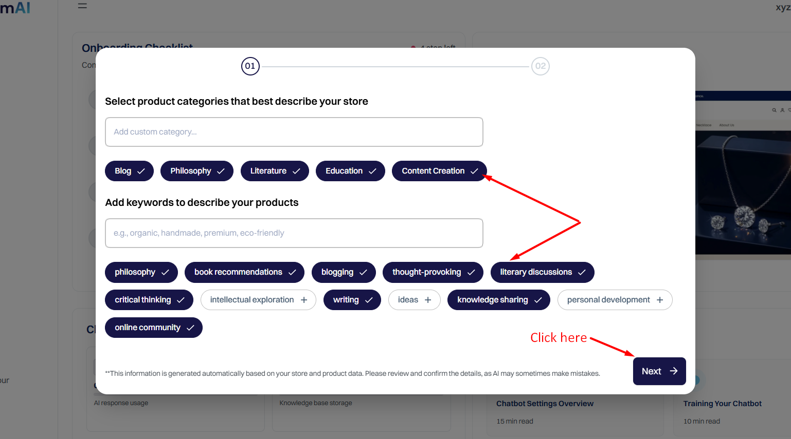 Select Store Product Categories