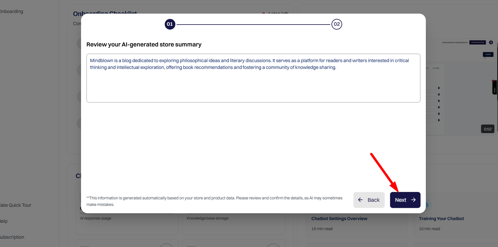 Review AI-Generated Store Summary